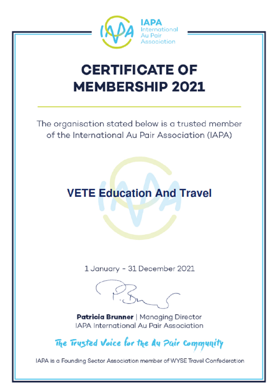 IAPA AU PAIR - International Au Pair Association VETE Education And Travel 