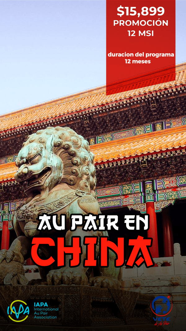 Programa de intercambio cultural Au Pair en China por hasta 12 meses.